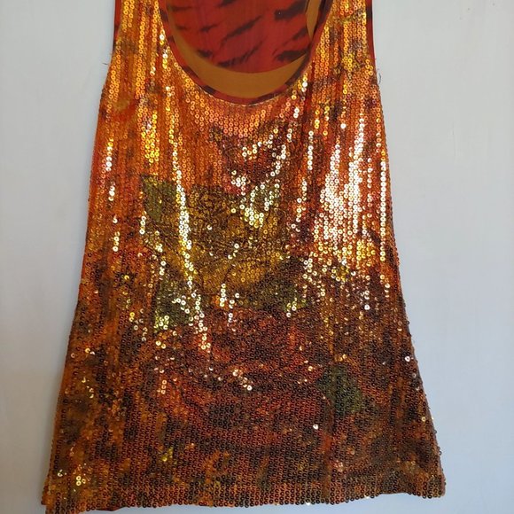 Lster womens red and black sequin floral pattern tank Large - Picture 5 of 8